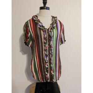 Allison taylor‎ XL blouse y2k striped ruffle blouse
